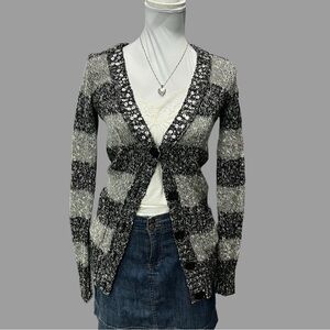 Y2K Mudd Grey and black striped cardigan